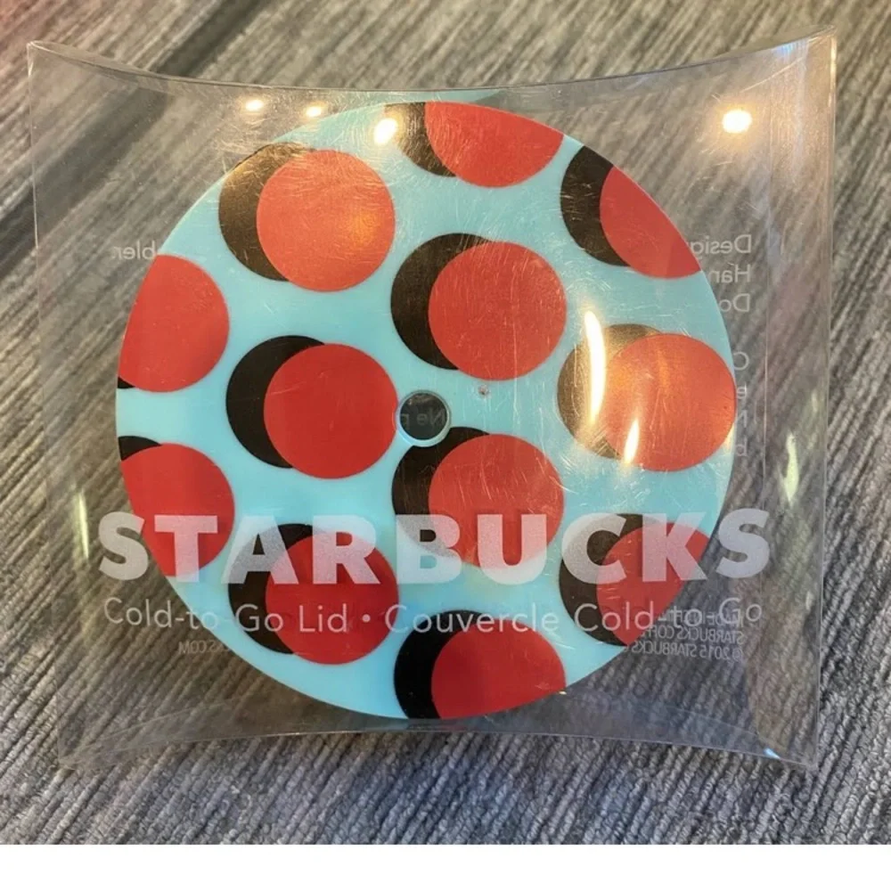 Starbucks all replacement lid teal & red circles NWT